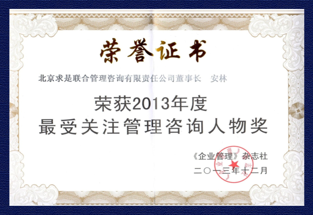 2013年度“ 最受關(guān)注管理咨詢?nèi)宋铼?jiǎng)”